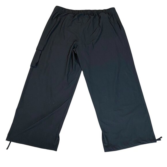 Never Not Hustling Drawstring Parachute Cargo Pants Sz XXL Tall Black #107M - Picture 3 of 9